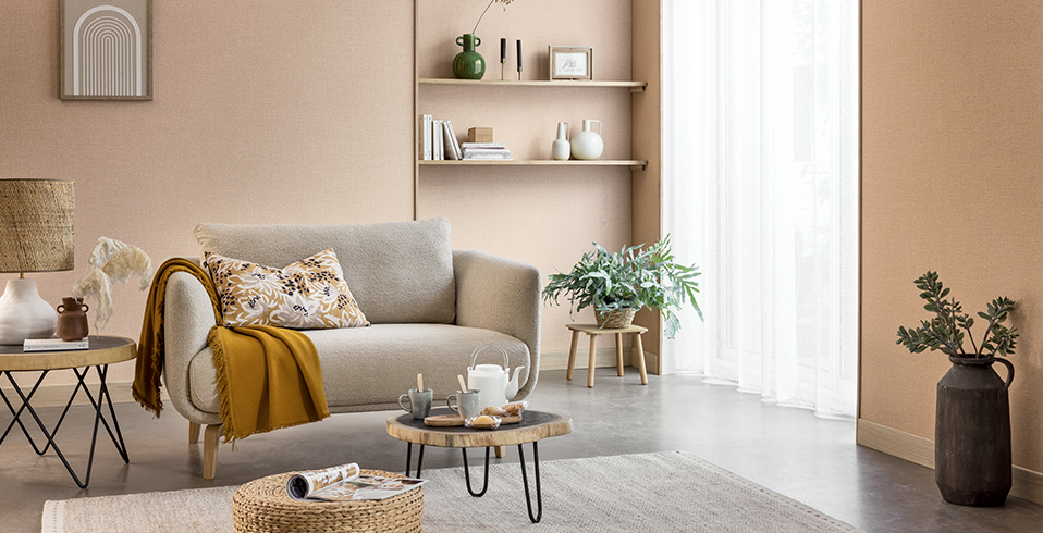 Papier peint Uni Jute Collection, nuancier de textures naturelles et couleurs unies pour revêtement mural.