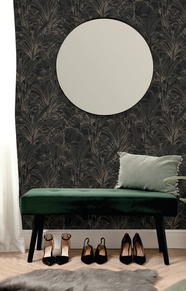 A51403 Vinyle sur Intissé Motif Aliare Noir/Or