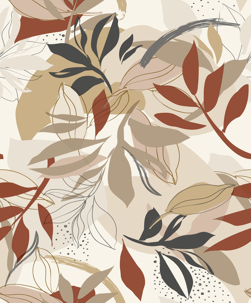 Papier peint vinyle grainé sur intissé motif feuille Aldéa brique, avec texture en relief.