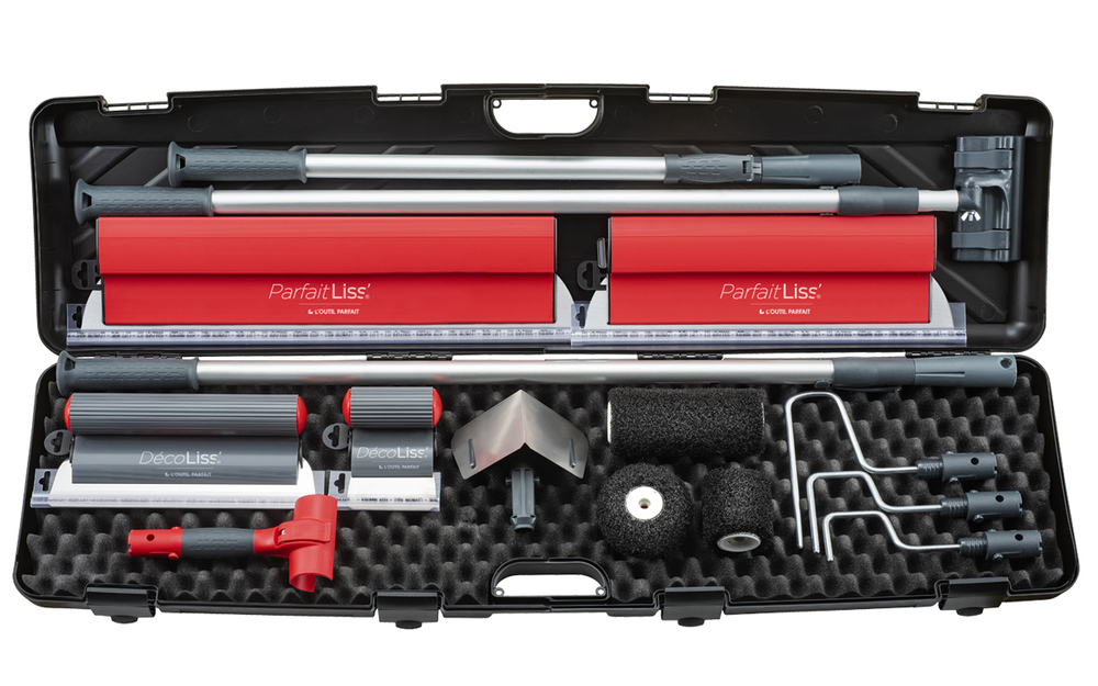 Valise Concept Plaquiste, kit d'outils professionnels pour plaquiste avec assortiment de couteaux à enduire et spatules.