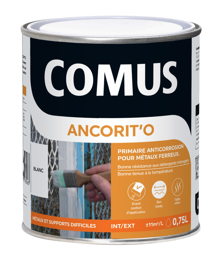 Primaire anticorrosion Ancorit'O en pot de 1L gris pour protection et préparation des métaux