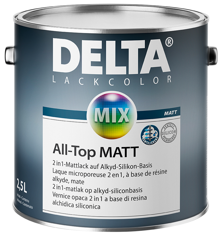 Laque Delta All-Top Matt finition mate pour usage intérieur et extérieur