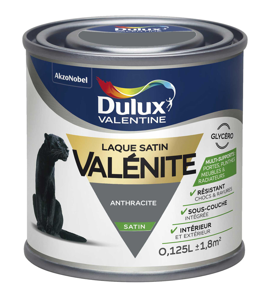 Petit pot de peinture laque glycéro Valénite Satin 0.125L pour intérieur
