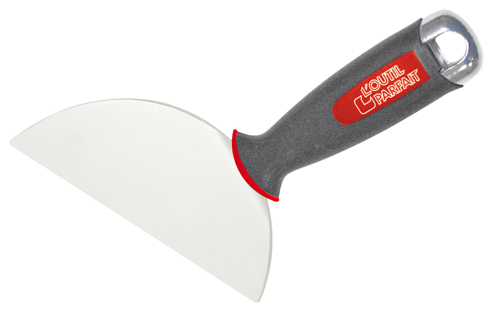 Couteau à enduire Plaquiste Demi Lune avec lame Inox de 15 cm et manche ergonomique Alu-Choc