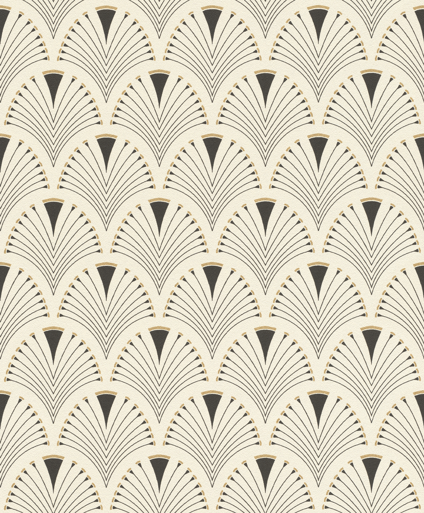 Papier peint vinyle grainé sur intissé motif Plume Paon crème, design élégant et délicat