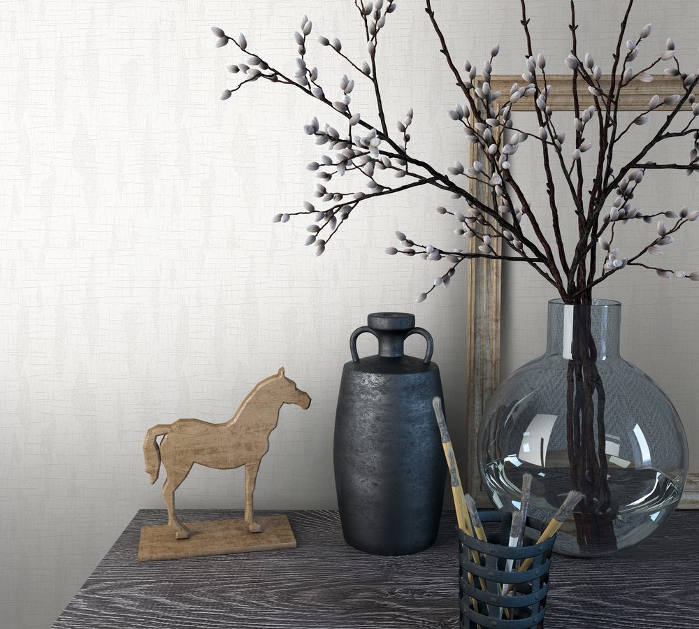 59335 Papier Peint Vinyle Expansé sur Intissé Uni Beige Rayé