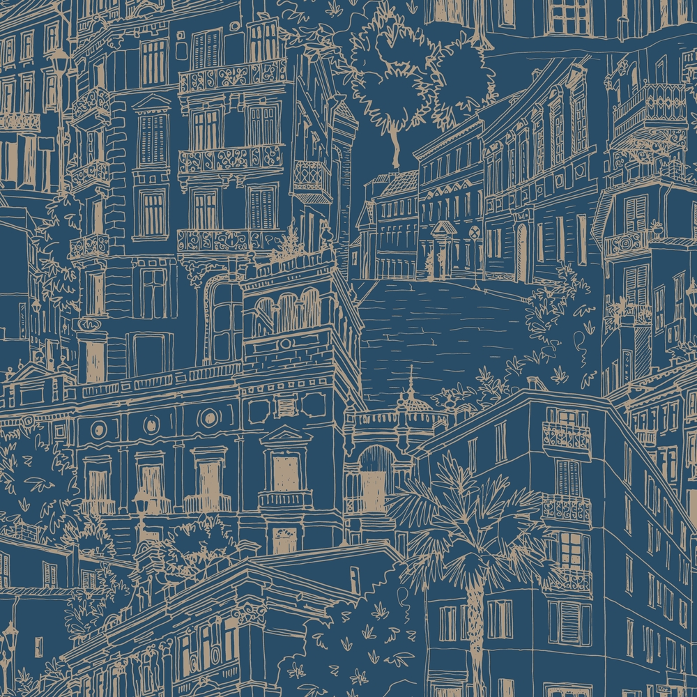 M55801 Vinyle Grainé sur Intissé Montmartre Bleu Or