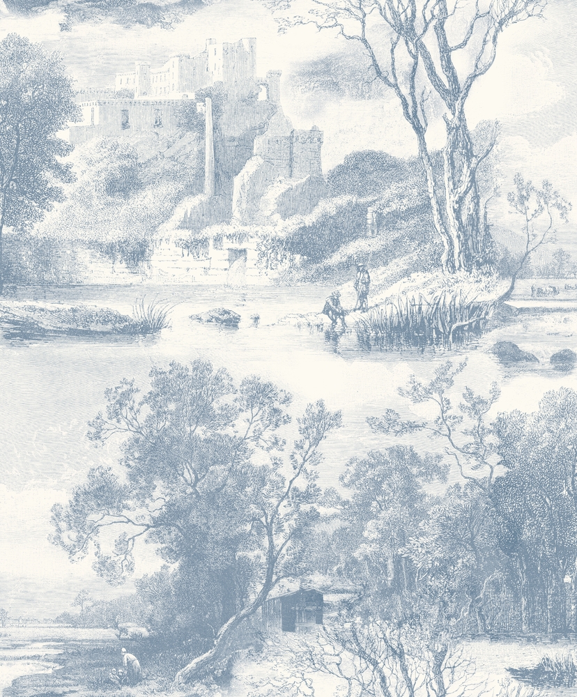 M61301 Vinyle sur Intissé Toile De Jouy Bleu