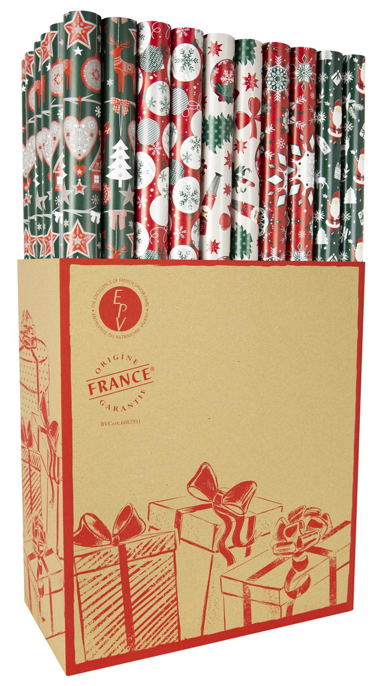 Papier Cadeau Luxe Noël 0.70x2m Box de 60 Rouleaux