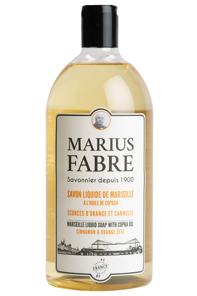 Savon Liquide de Marseille Senteur Orange Cannelle 1 litre en flacon pompe