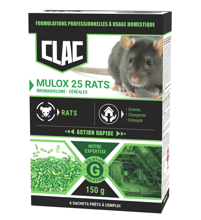 Clac Raticide Grains de Blé Spécial Rats Boîte de 150g TP14