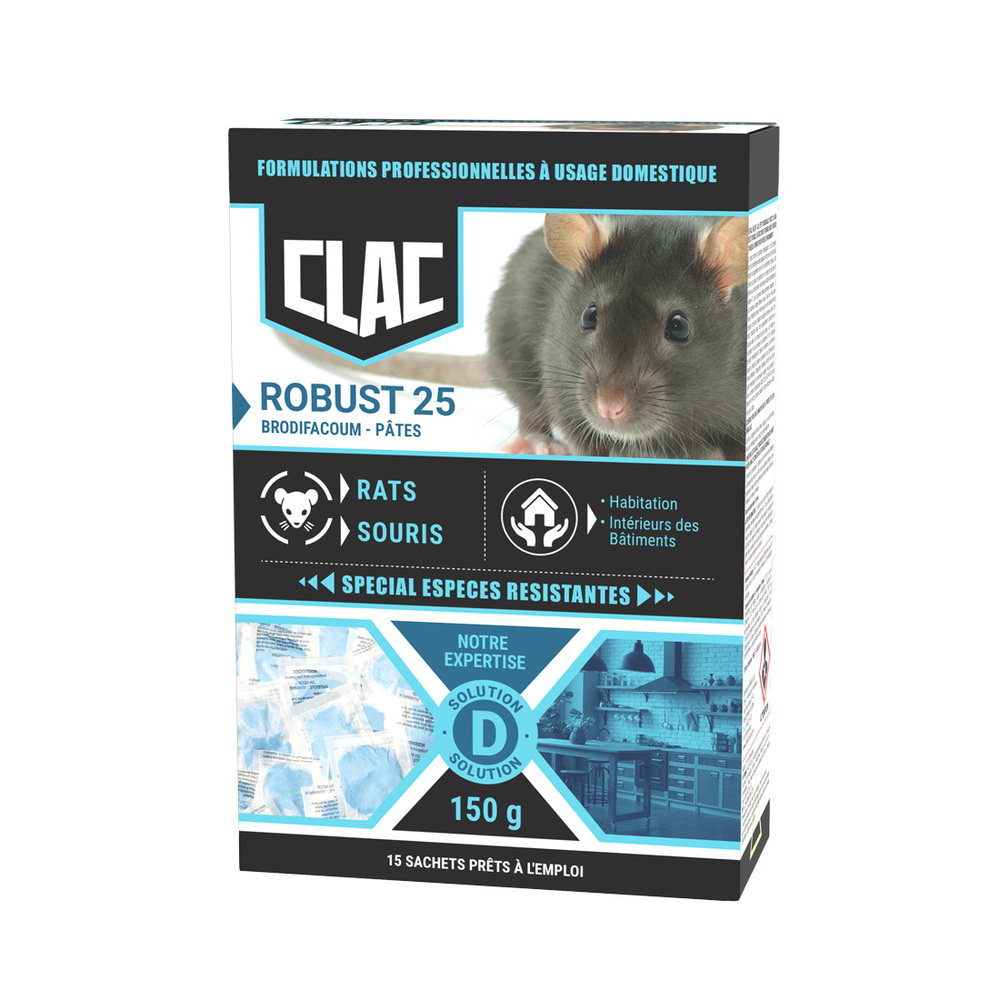 Clac Raticide pâte Espèces Résistantes Rat et Souris boîte de 150g TP14