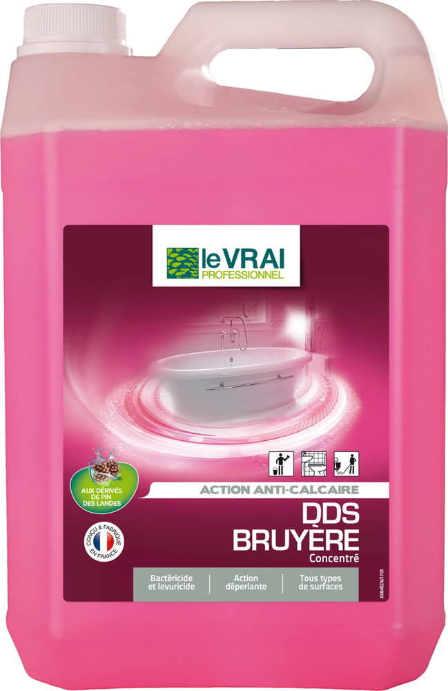 Bidon de détergent désinfectant concentré 5L pour sanitaires, parfum bruyère, type TP2