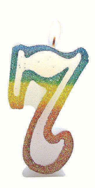Bougie Chiffre 7 Arc-en-Ciel 8 cm
