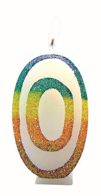 Bougie Chiffre 0 Arc-en-Ciel 8 cm