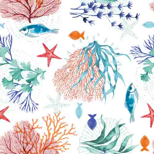 Toile cirée Déco Caraïbes motif tropical 140 cm x 20 m en rouleau, imperméable et facile d'entretien.
