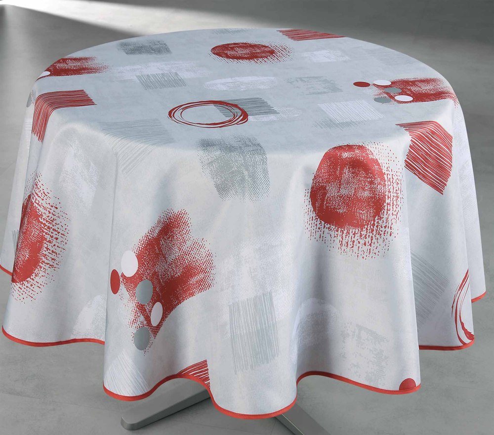 Toile Cirée Ronde Ø160cm Benji Bordeaux sur Cintre Carton
