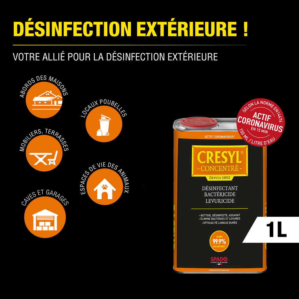 Cresyl Concentré Désinfectant Bactéricide Fongicide 1L CRESYL