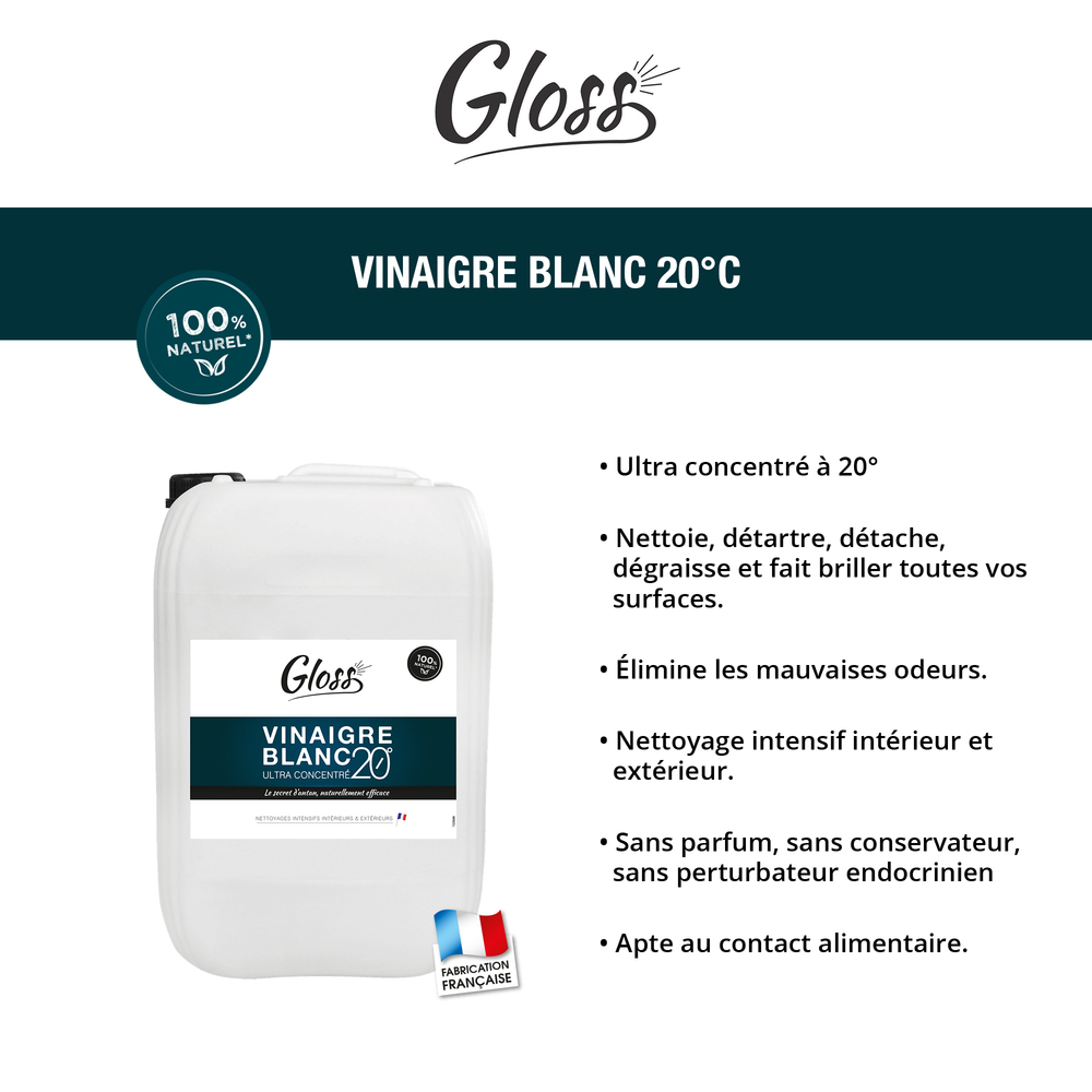 Vinaigre Blanc Concentré 20° 10L GLOSS DOD