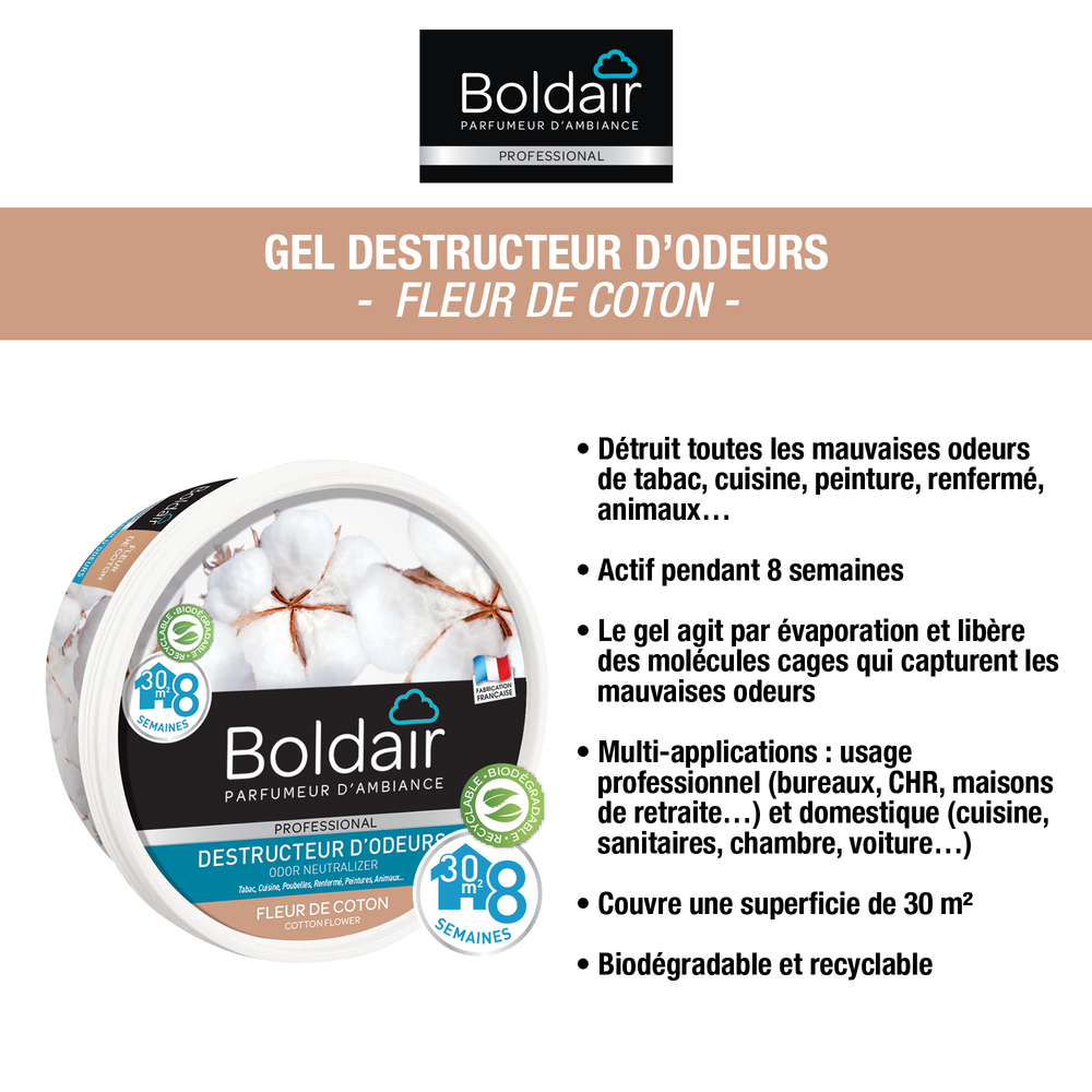 Destructeur d'Odeur en Gel Senteur Fleur de Coton 300g
