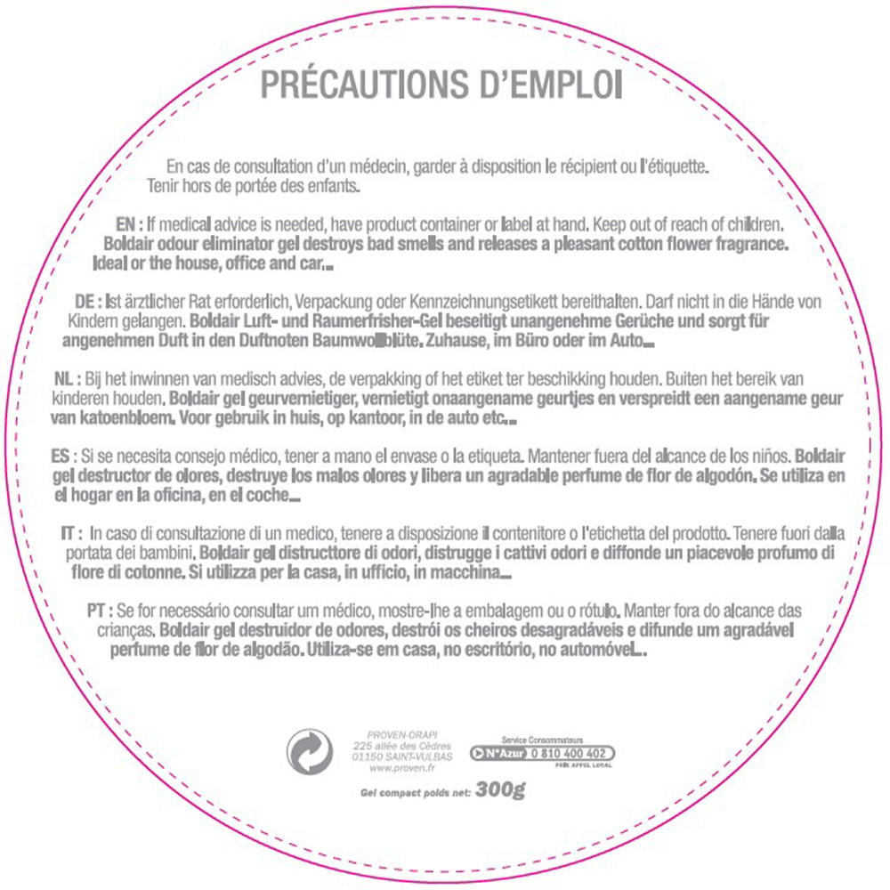 Destructeur d'Odeur en Gel Senteur Fleur de Coton 300g