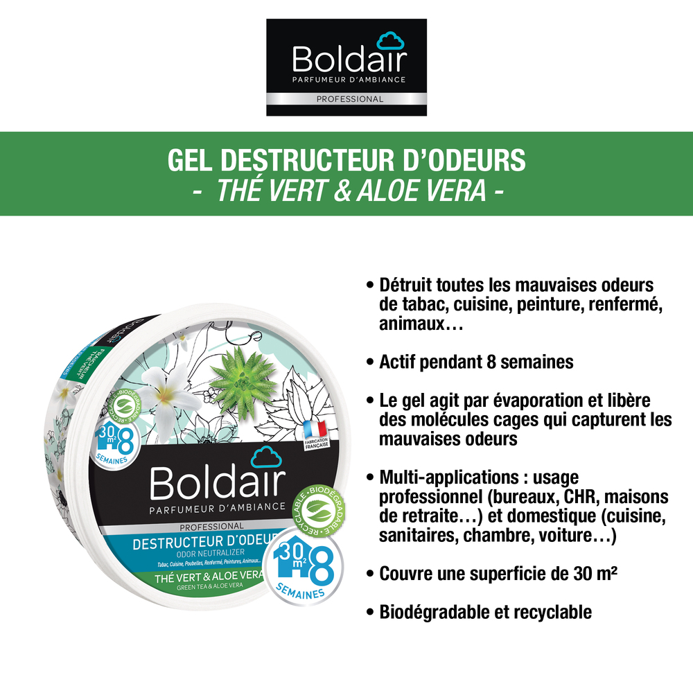 Gel Destructeur d'Odeur Senteur Thé Vert 300g