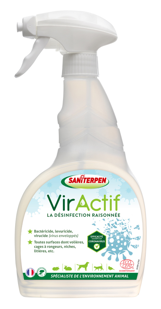 Désinfectant Odorisant Viractif prêt à l'emploi, vaporisateur 750 ml, pour hygiène animale avec action virucide
