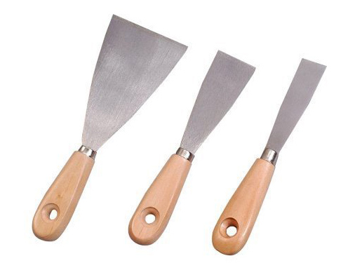 Ensemble de 3 couteaux de peintre manche bois, lames variées pour application et mélange de couleurs