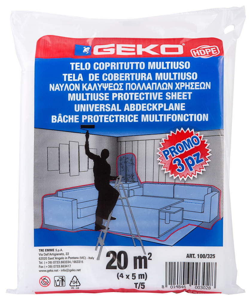 Bâche de Protection 16 m² Lot 3 Pièces Sous Sachet