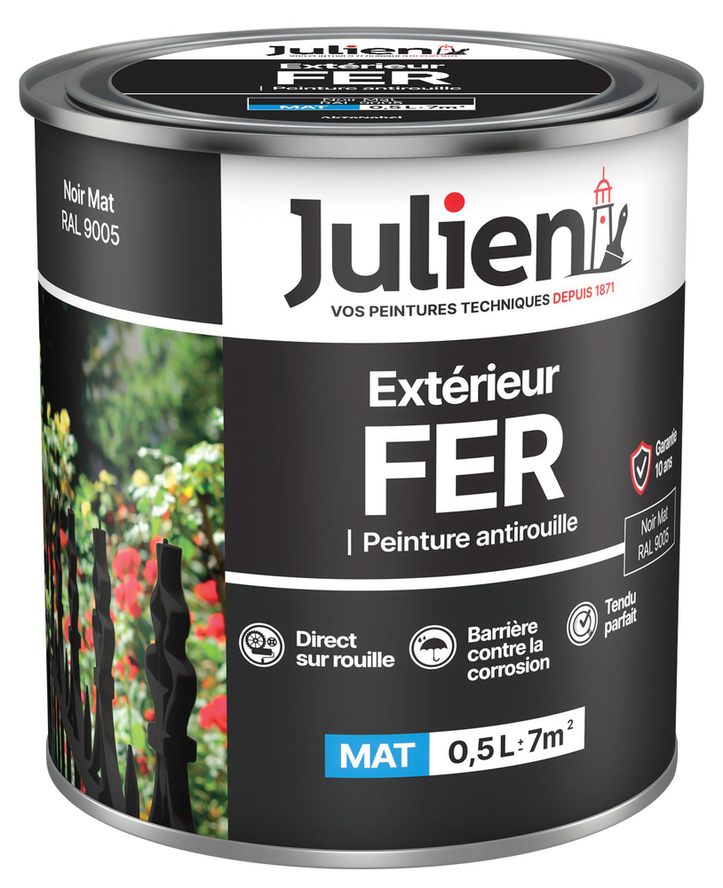 Peinture extérieur fer antirouille noir mat en pot