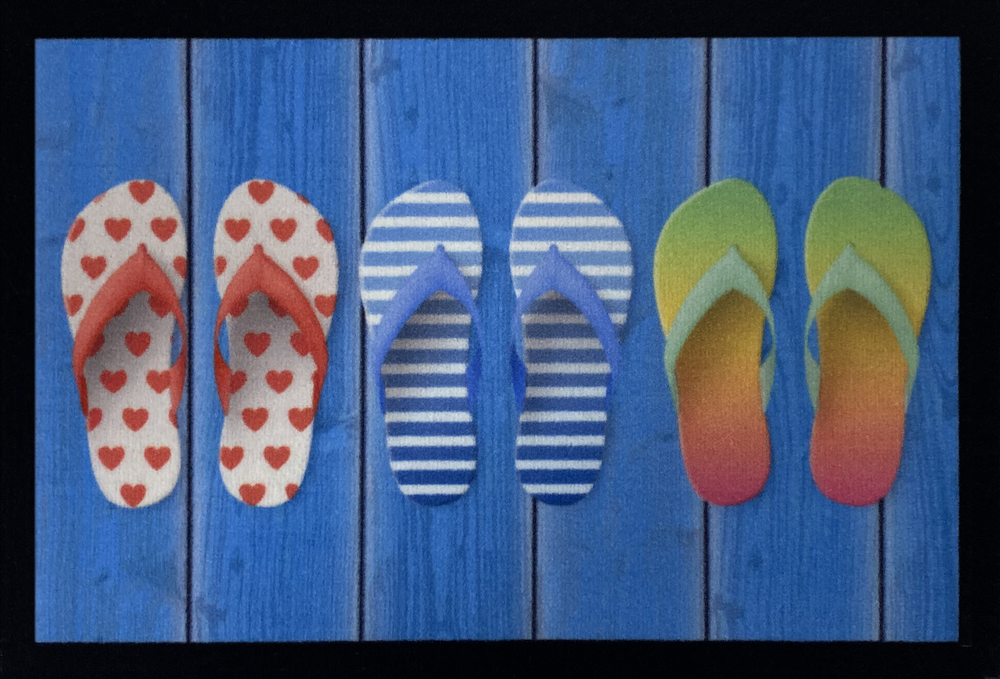Tapis Entry Three Flip Flops Turquoise 40 x 60 cm