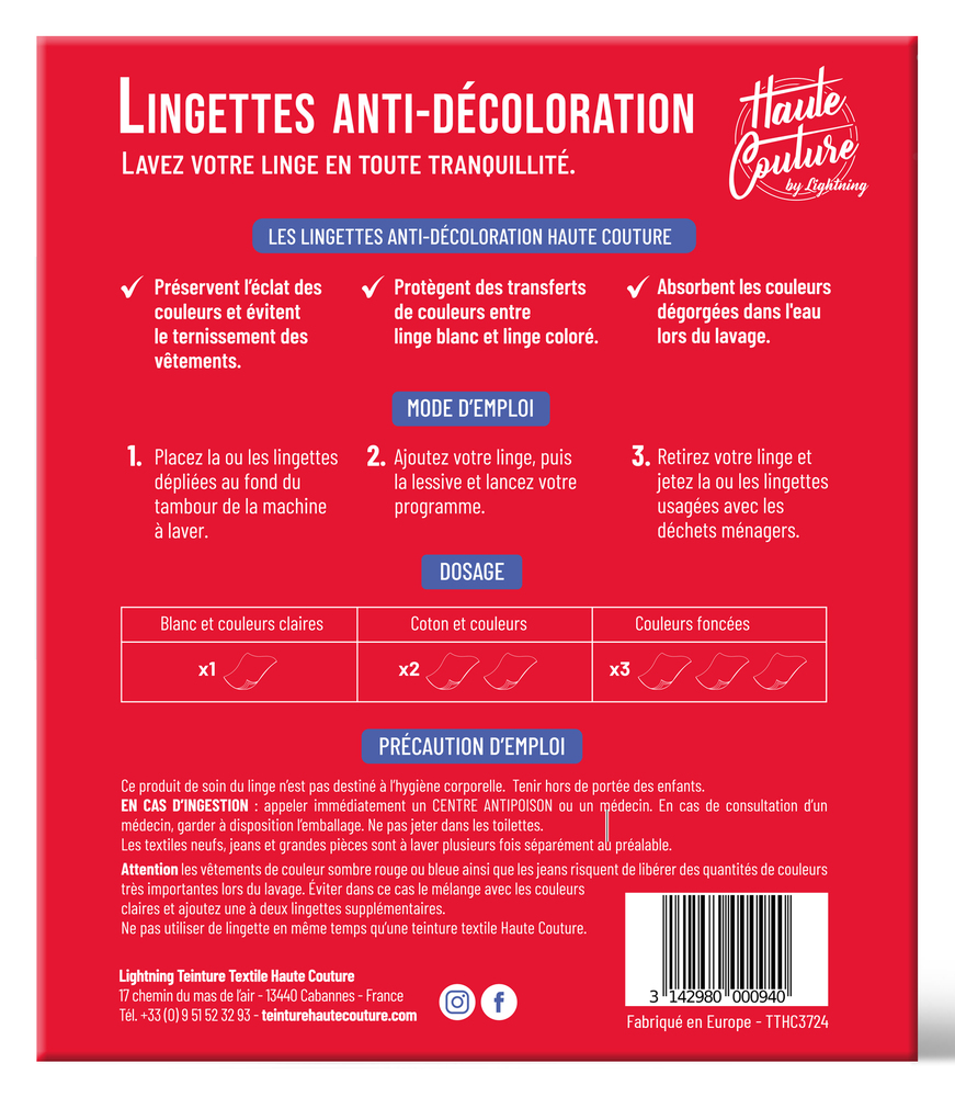 Lingettes Anti-Décoloration Haute Couture Boite de 24