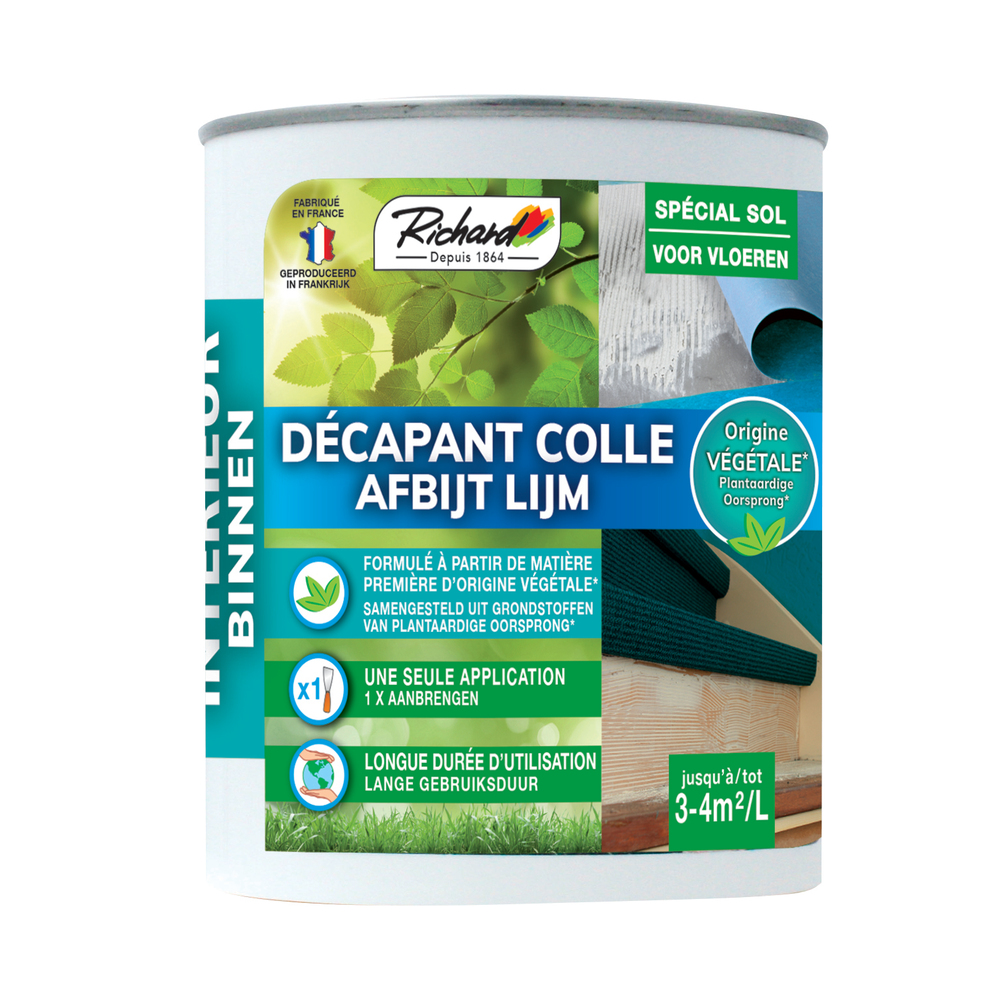 Décapant Colle 1L pour la préparation des supports sur murs intérieurs, élimine les résidus d'adhésifs.