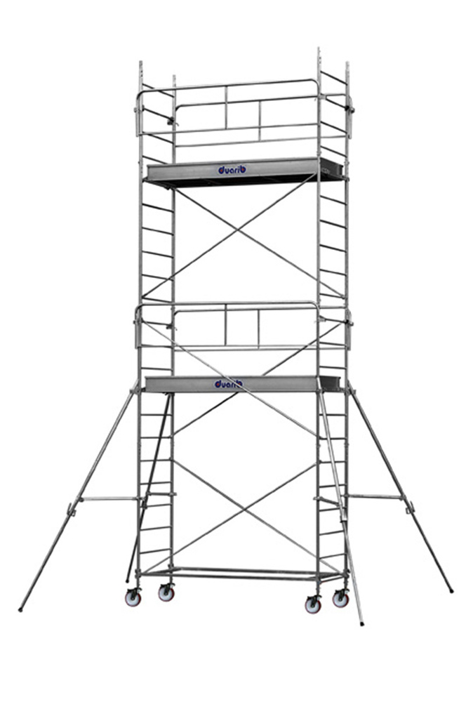 Échafaudage roulant acier Altitude AC250 robuste, hauteur de plancher 6,80m pour chantier.