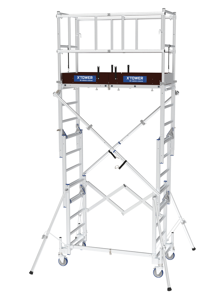 Échafaudage roulant X'Tower en aluminium d'une hauteur de 4.80m pour travaux en hauteur