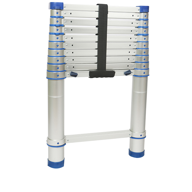 Échelle télescopique X-Tenso 2 en aluminium, 10 échelons, dépliée 3.80 m, robuste et compacte.