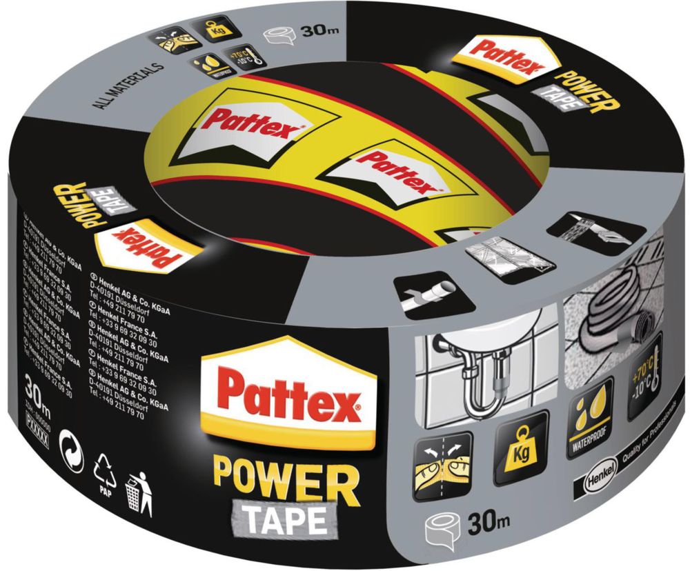 Adhésif Power Tape gris 50mmx30m robuste pour le bâtiment