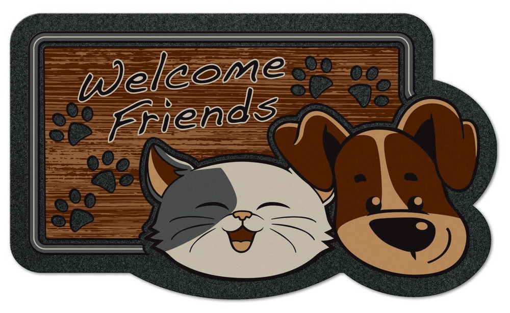 "Tapis aiguilleté multi-usages Format Classic avec inscription ""Welcom Friend"", idéal pour une entrée, dimensions 40 x 68 cm."
