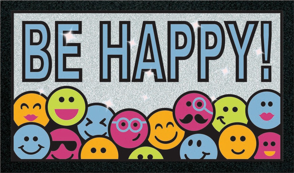 Tapis aiguilleté multi-usages Format Emiticons à Paillettes 40 x 68 cm, idéal pour une chambre d'enfant.