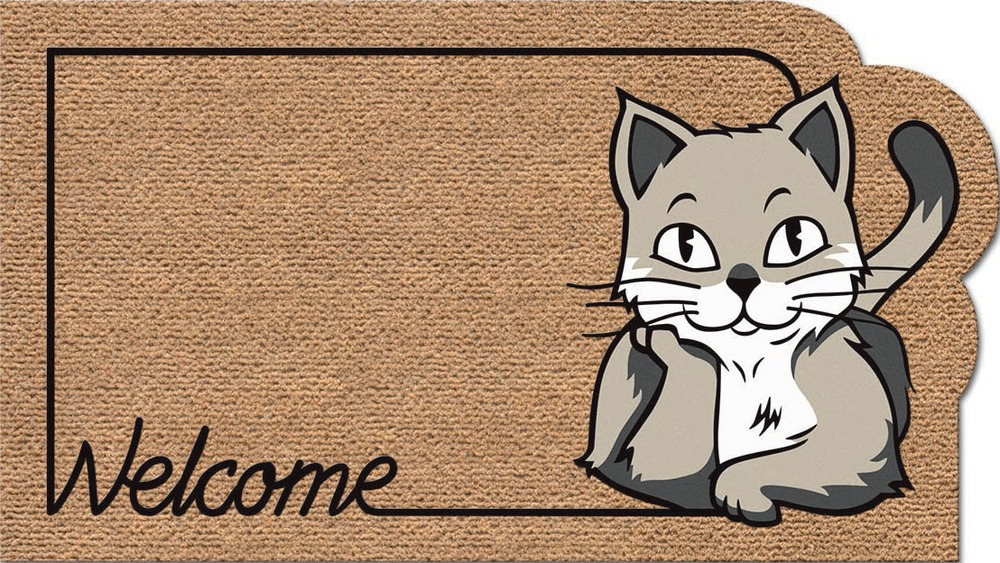 Tapis Faux Coco Kokarda Chat Welcome 40 x 70 cm pour entrée