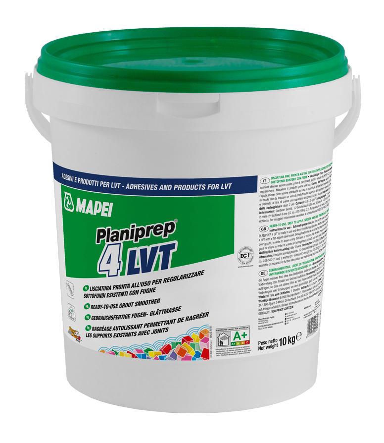 Ragréage autolissant Planiprep 4 LVT en seau de 10 kg pour la préparation des supports