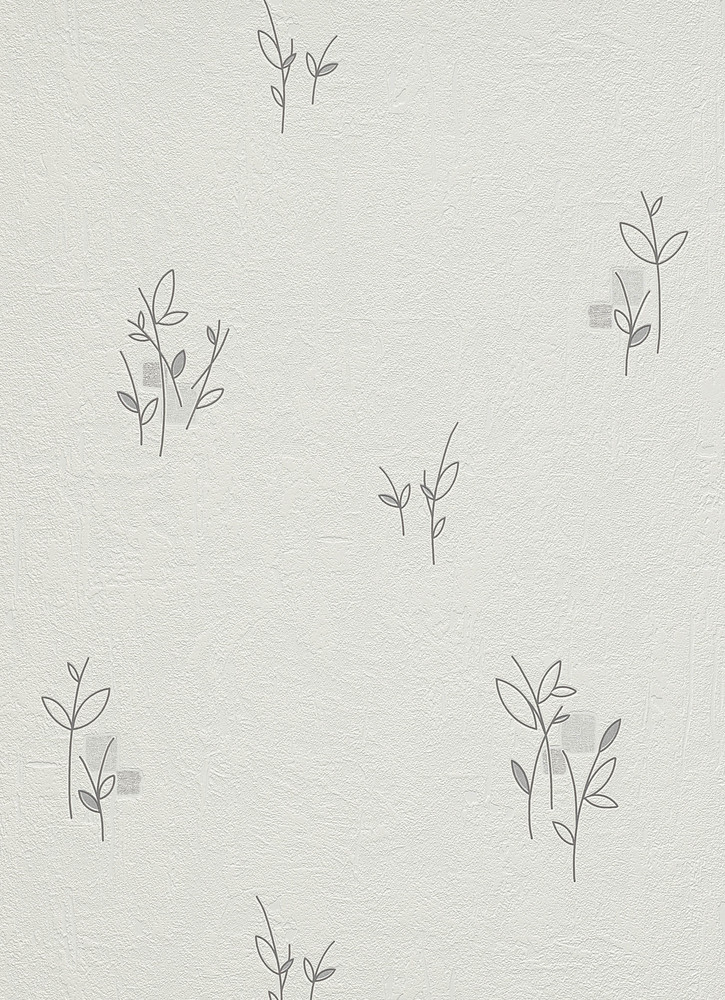 Papier peint vinyle expansé 40120 motif feuille grise avec texture en relief