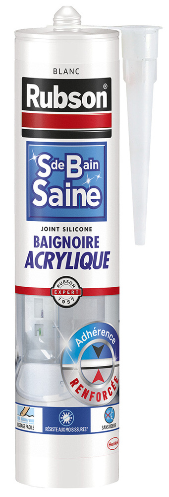 Cartouche de mastic sanitaire acrylique blanc 280 ml pour salle de bain, étanche et sain anti-moisissure.