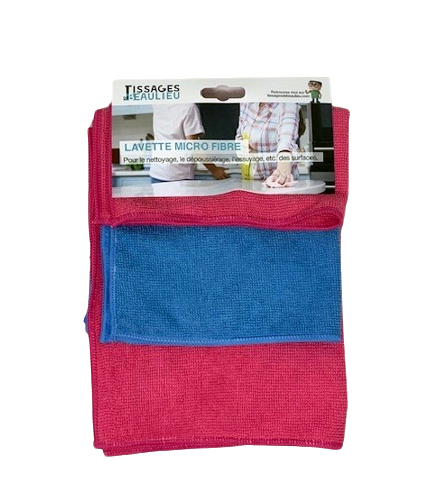 Lavettes Microfibres en Couleur 38 x 38 cm Lot de 3 Sachet Accrochable
