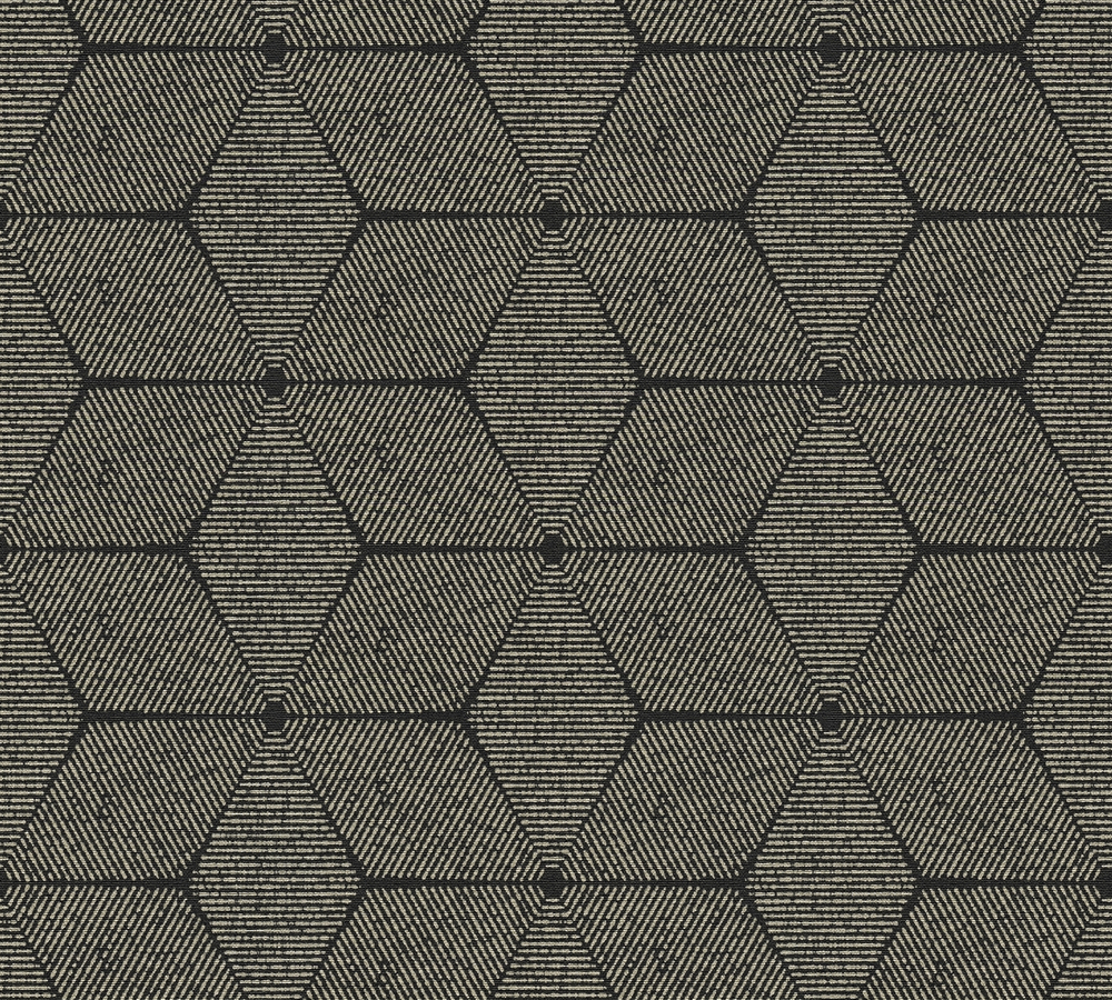 Papier peint vinyle grainé sur intissé motif lotus noir et or