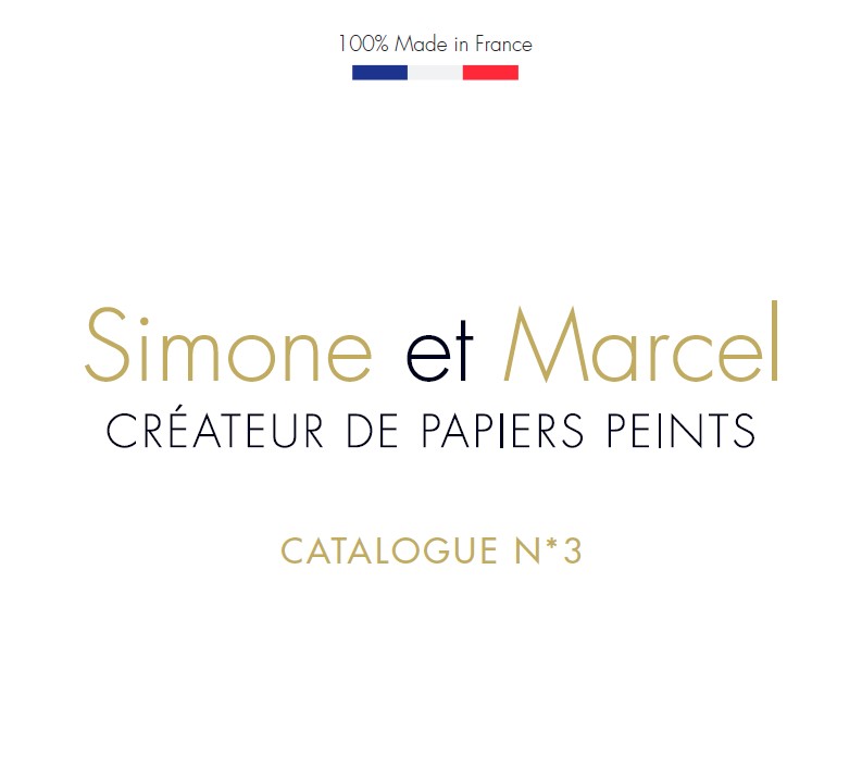 Catalogue Créateurs et Hommage de collections de papiers peints à la contremarque avec échantillons de motifs et textures.