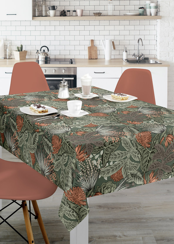 Toile cirée imperméable motif St Anne kaki 140x240 cm sur cintre