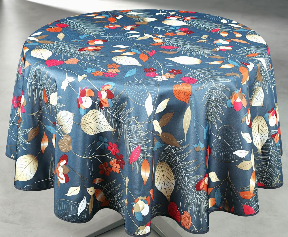 Nappe ronde en polyester grise Oxana de 160 cm, sur cintre