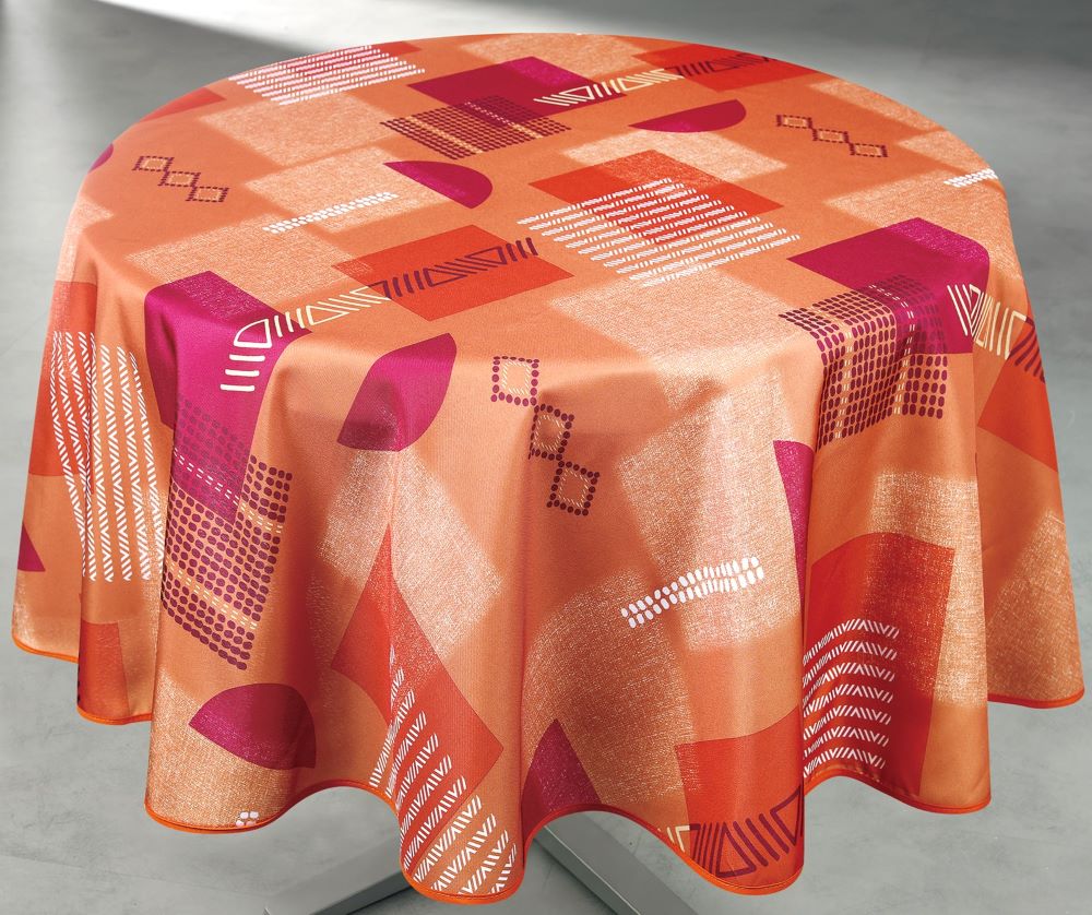 Nappe Polyester Ronde Ø160 cm Tessa Terracotta sur Cintre