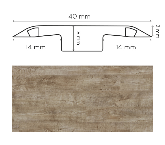 Barre de jonction Tamaris pour parquets et stratifiés, finition aspect bois
